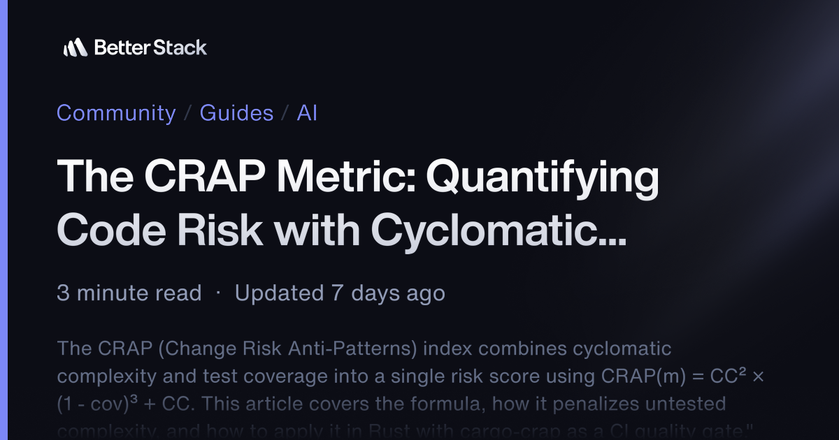 The CRAP Metric: Quantifying Code Risk with Cyclomatic Complexity and ...