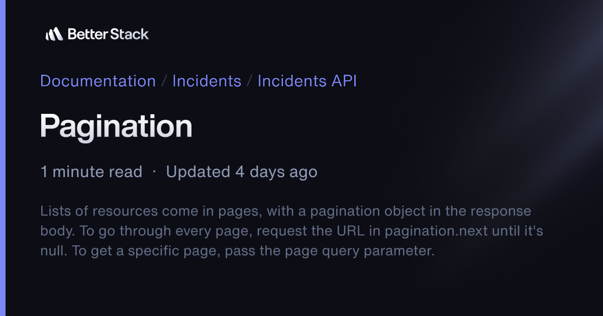 Pagination of API lists | Better Stack Documentation