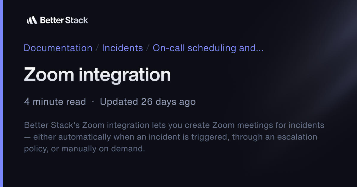 Zoom integration | Better Stack Documentation