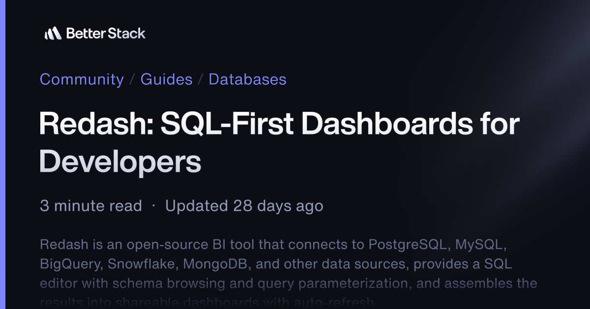 Red Ash Mysql Redash: SQL-First Dashboards for Developers | Better Stack Community
