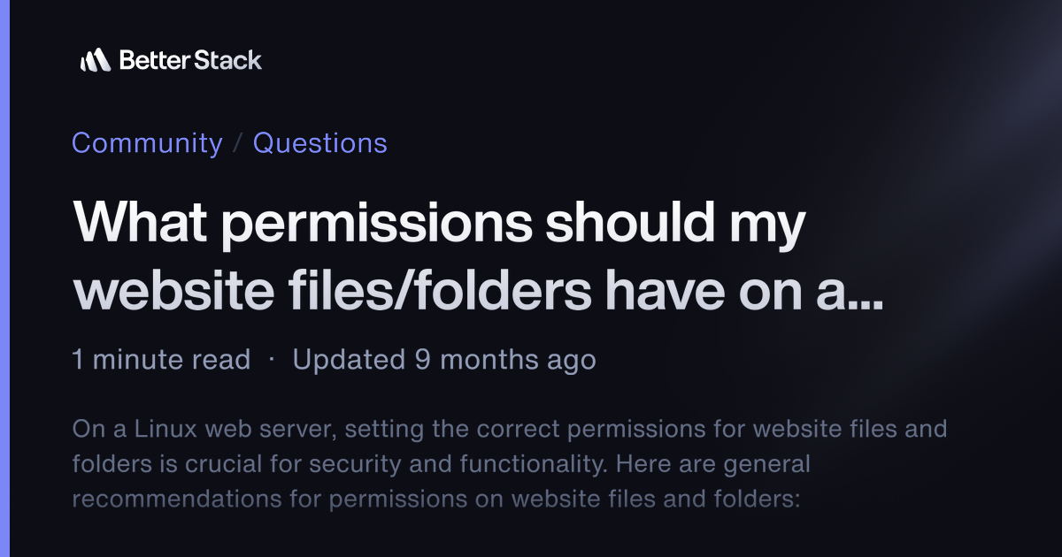 What permissions should my website files/folders have on a Linux ...